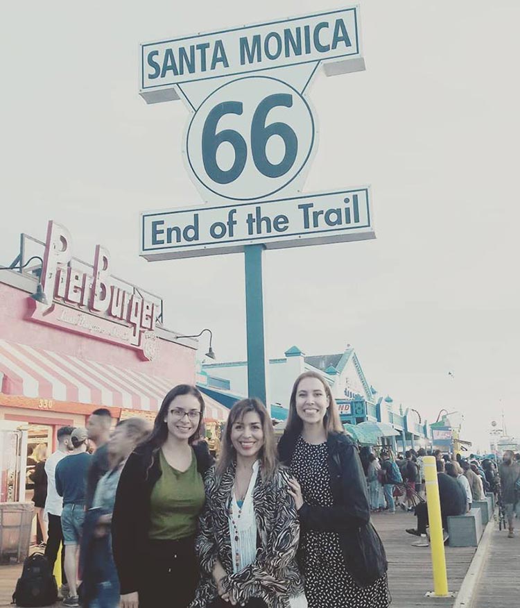 Eva with friends at the Santa Monica Pier